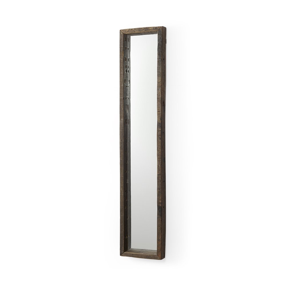 59" Brown Solid Wood Framed Accent Mirror