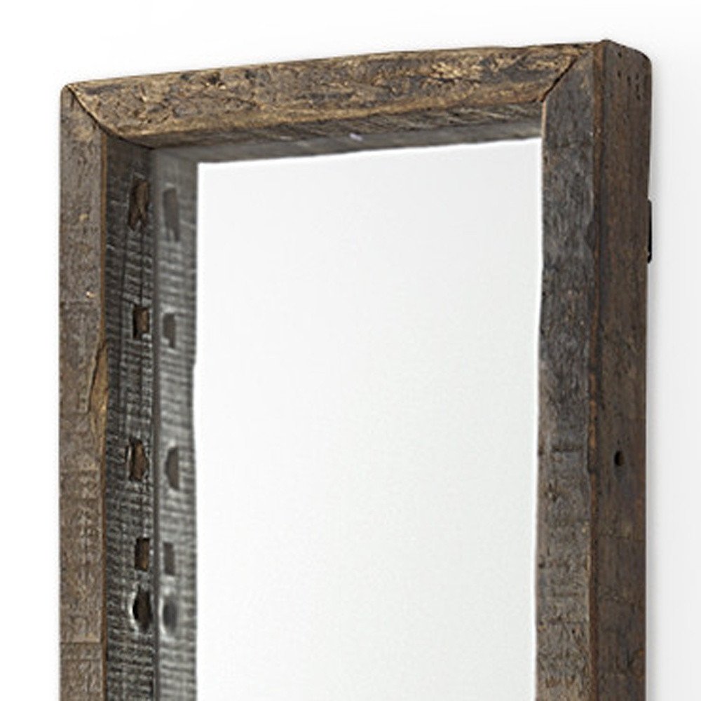 59" Brown Solid Wood Framed Accent Mirror