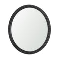 30" Black Solid Wood Beaded Round Framed Accent Mirror