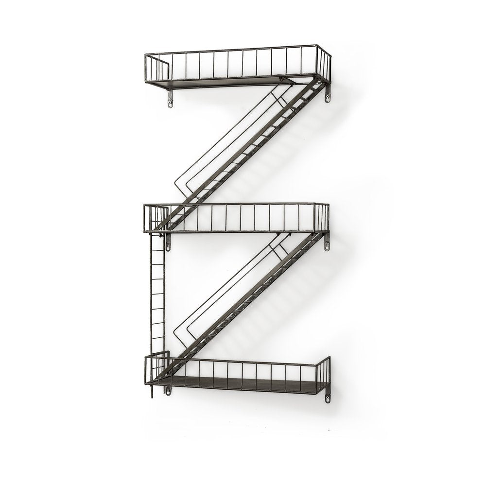 21" Gunmetal Gray Metal Novelty Wall Mounted Accent Shelf