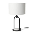 22" Black Round Bedside Lamp With Drum Shade