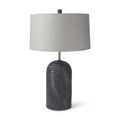 29" Navy Blue Round Bedside Lamp With Drum Shade