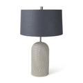 29" Beige Round Bedside Lamp With Drum Shade