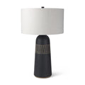 30" Black Round Bedside Lamp With Drum Shade