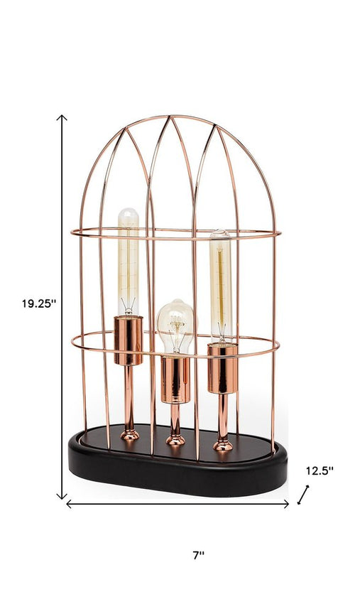 19" Rose Gold And Black Lantern Lantern With Shade