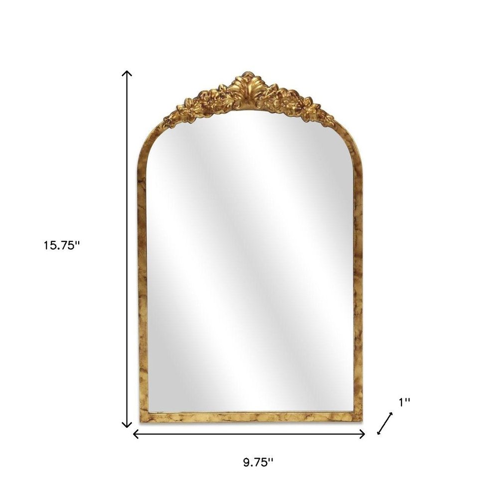 16" Gold Metal Arch Accent Mirror