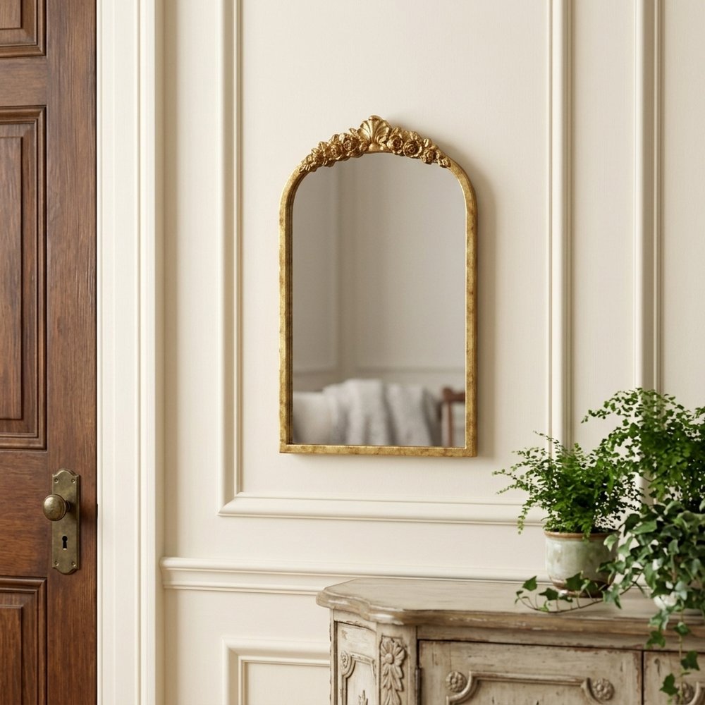 16" Gold Metal Arch Accent Mirror