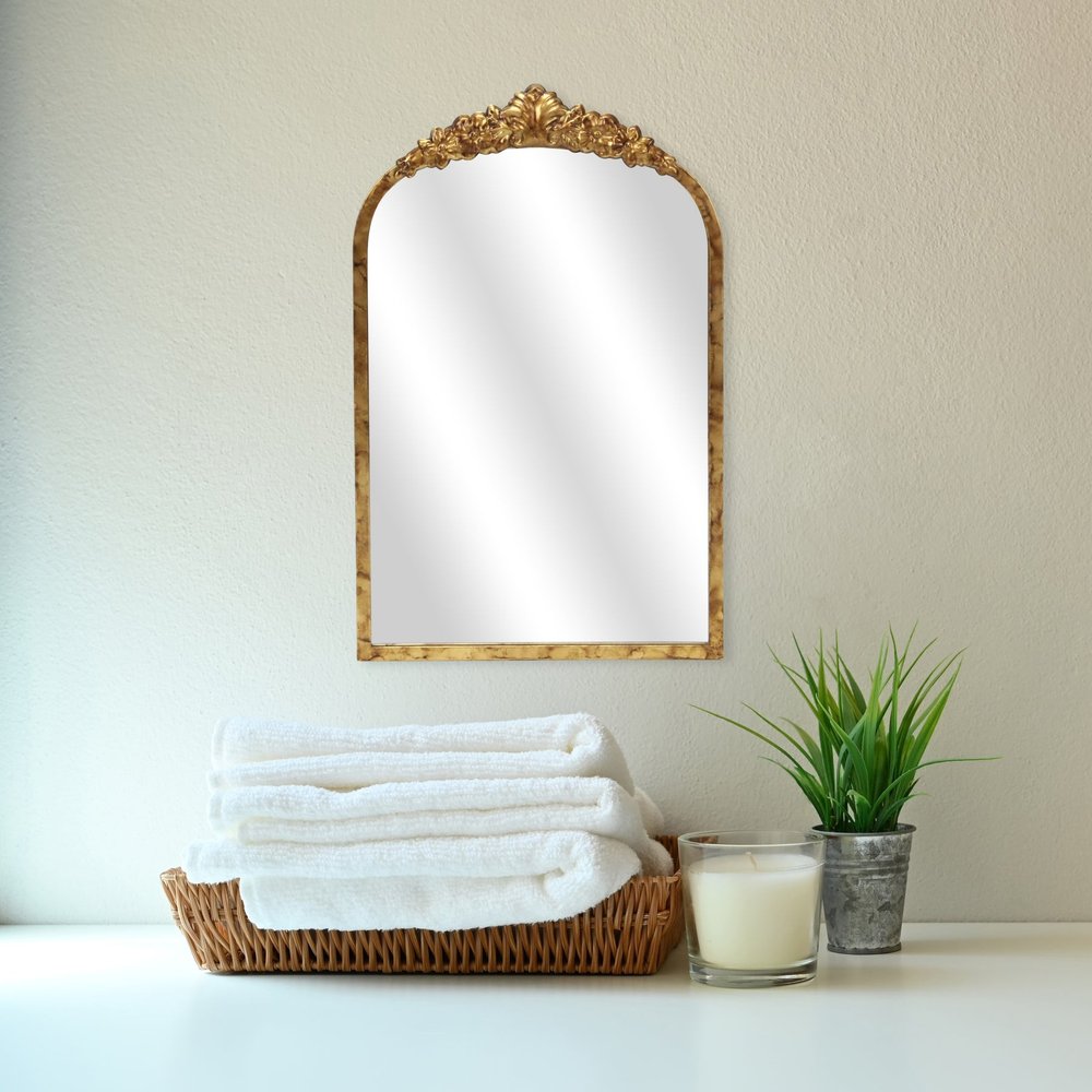 16" Gold Metal Arch Accent Mirror