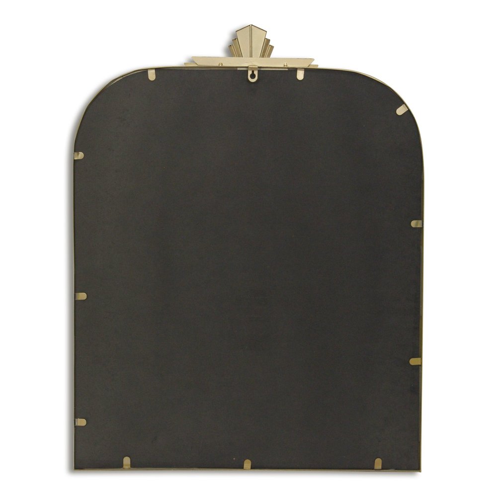 31" Gold Metal Art Deco Arch Accent Mirror