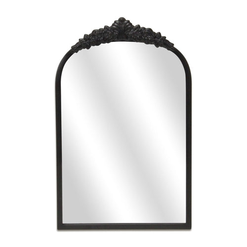 16" Black Metal Arch Accent Mirror