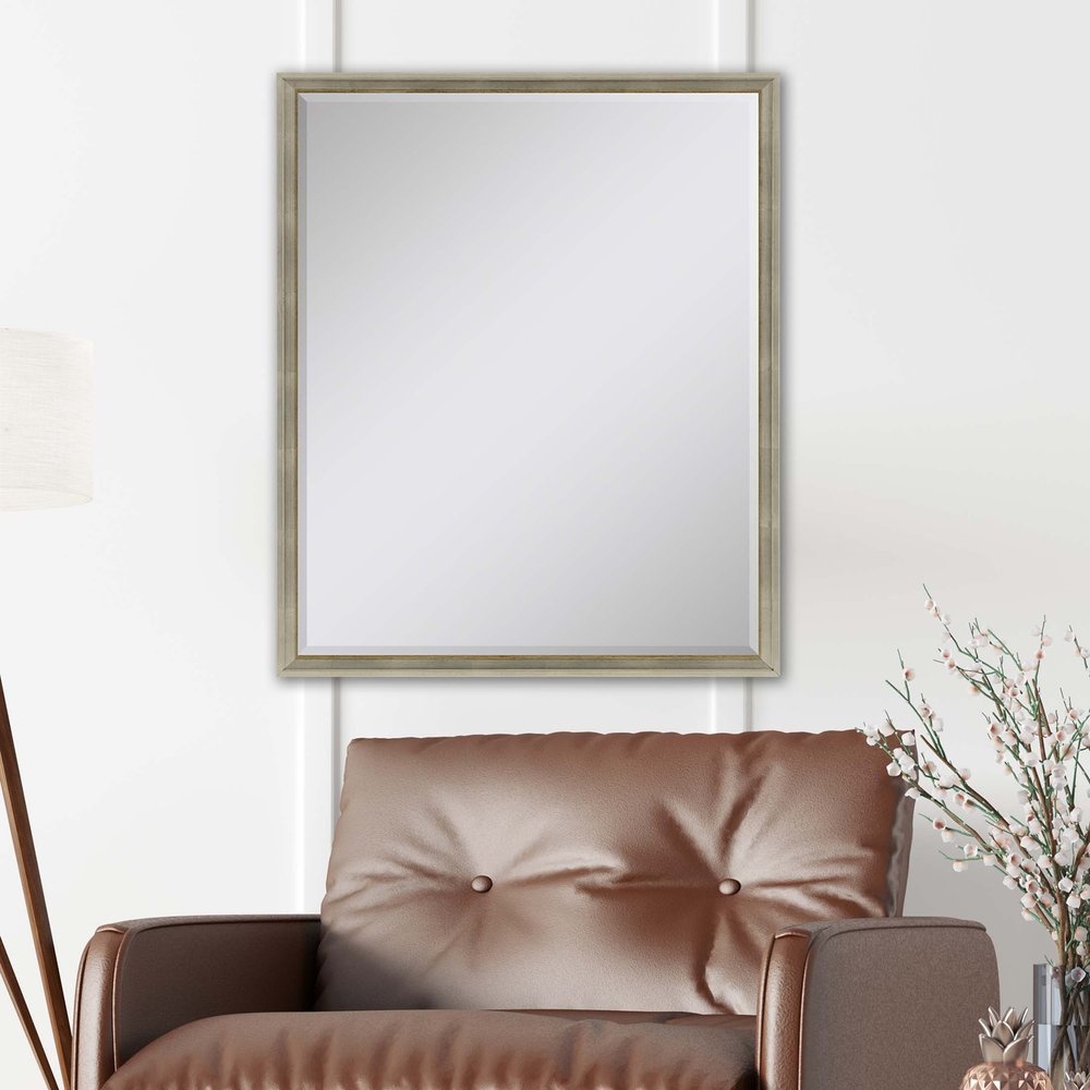 30" Silver Wood Accent Mirror