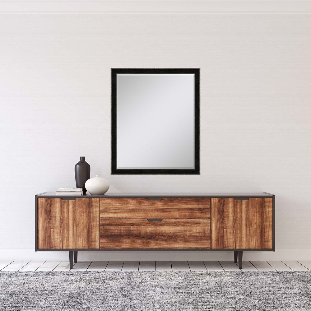 32" Dark Brown Wood Accent Mirror
