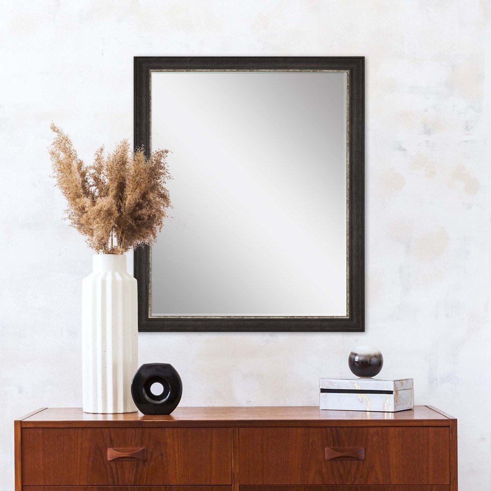 33" Dark Brown Framed Accent Mirror
