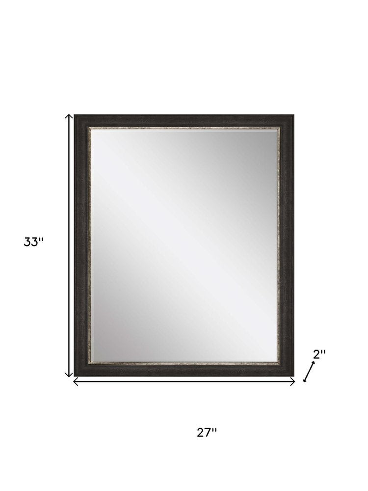 33" Dark Brown Framed Accent Mirror