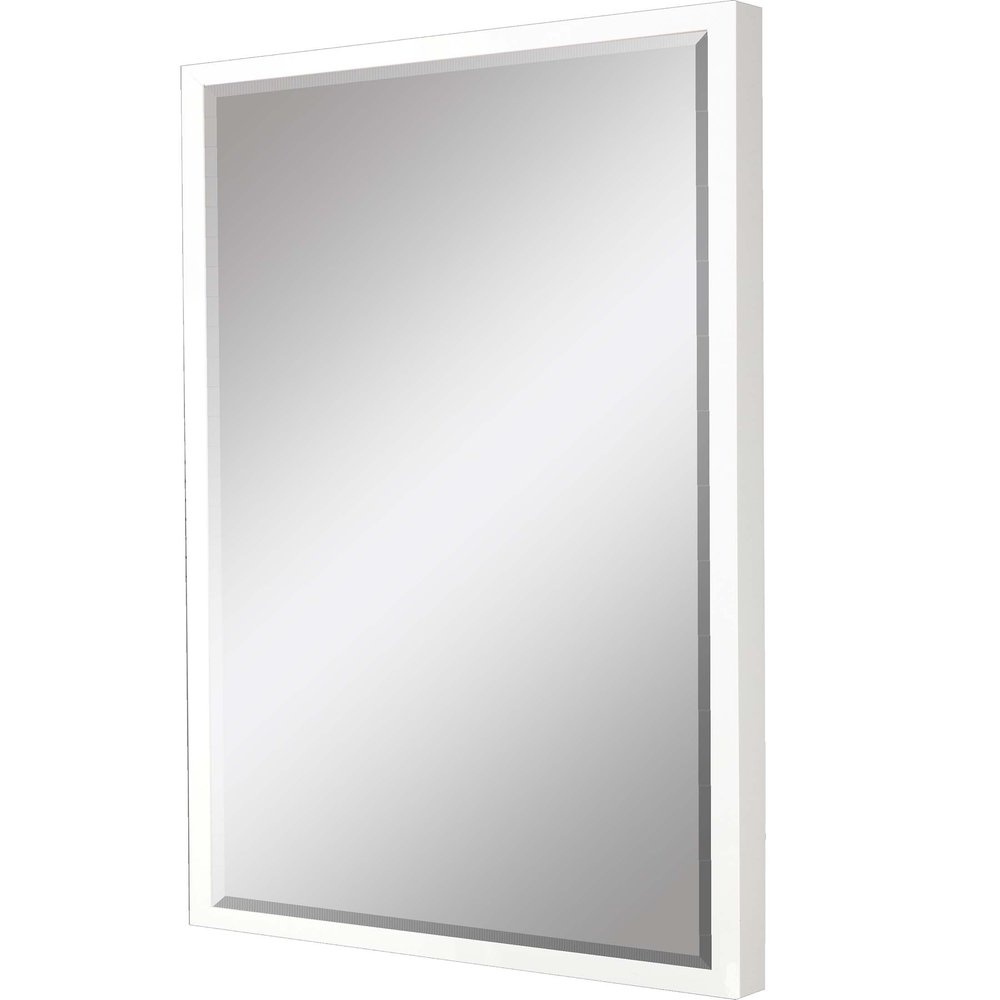 30" White Solid Wood Framed Accent Mirror
