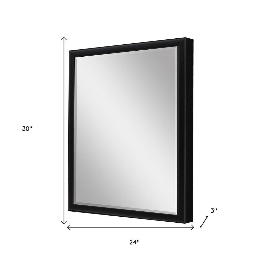 30" Black Solid Wood Framed Accent Mirror