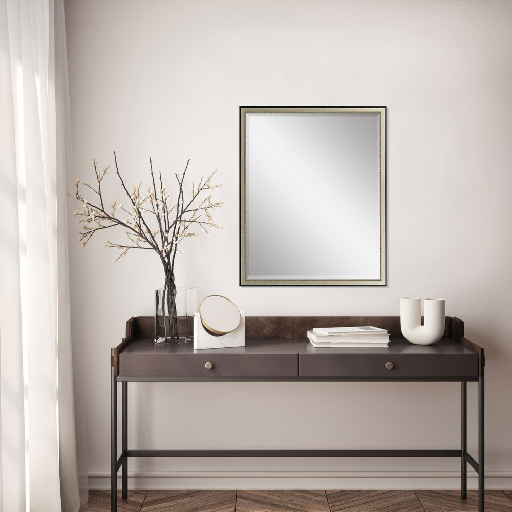 30" Silver Solid Wood Framed Accent Mirror