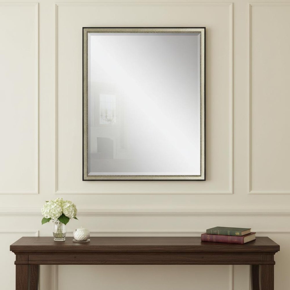 30" Silver Solid Wood Framed Accent Mirror