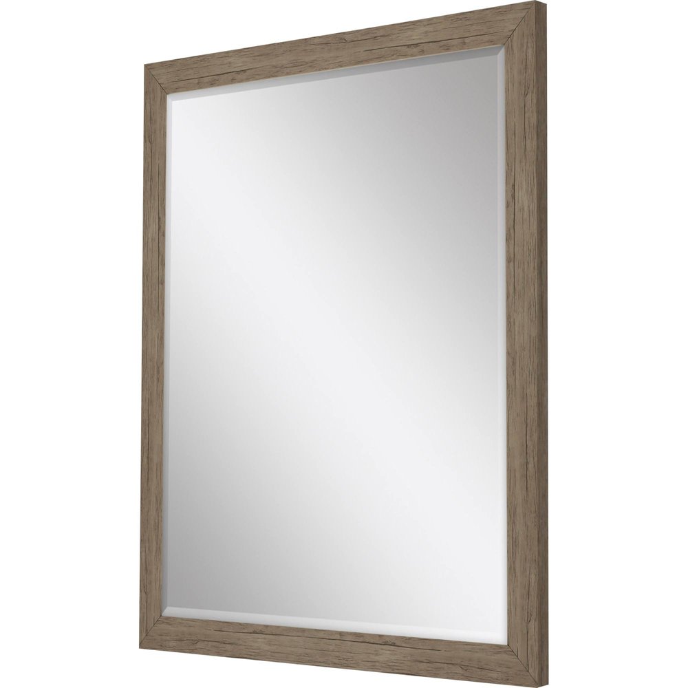 33" Light Brown Framed Accent Mirror