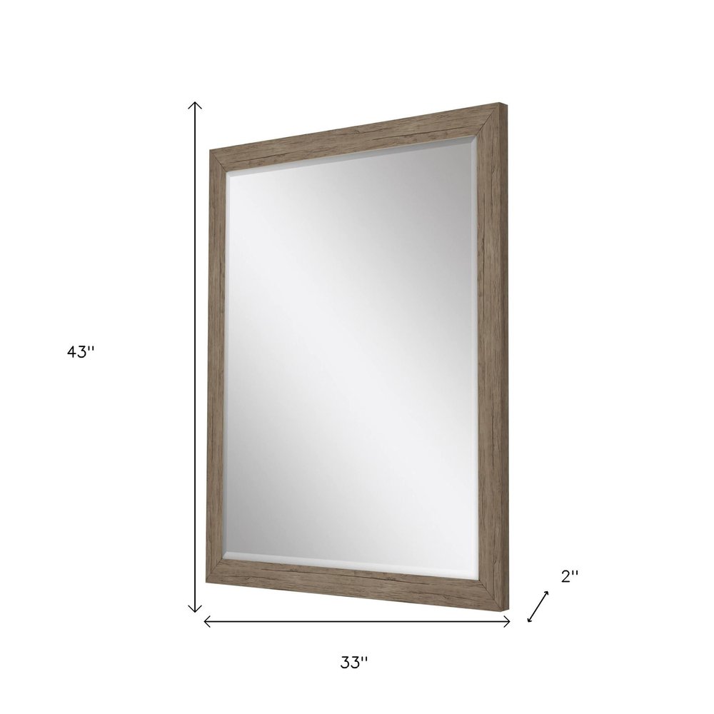 43" Light Brown Framed Accent Mirror