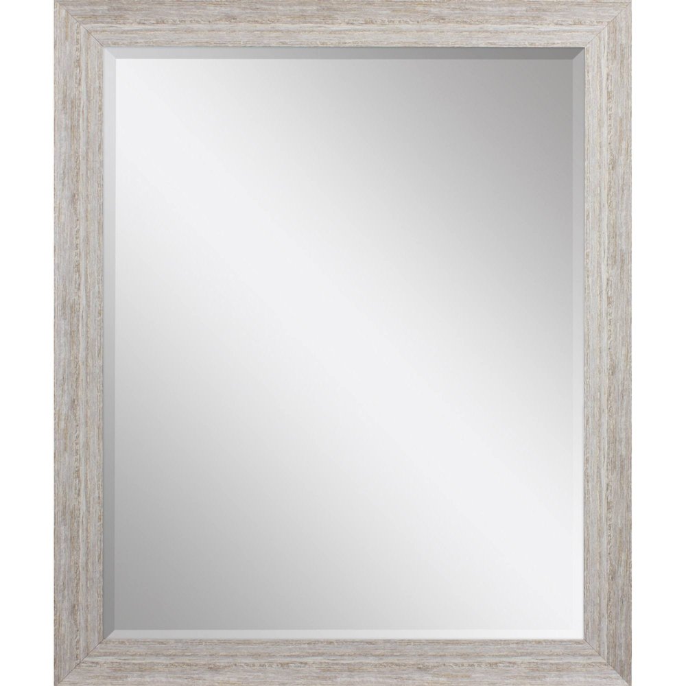 34" White Distressed Wood Framed Accent Mirror