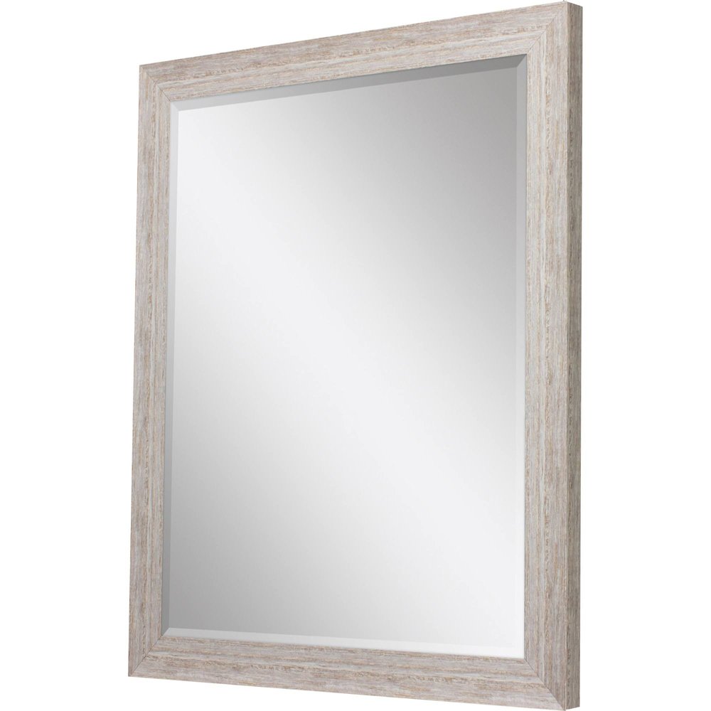 40" White Distressed Wood Framed Accent Mirror