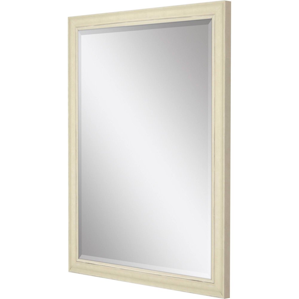 52" Ivory Distressed Wood Framed Accent Mirror