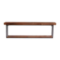 36" Set Of Two Black And Brown Wood And Metal Two Level Accent Shelf