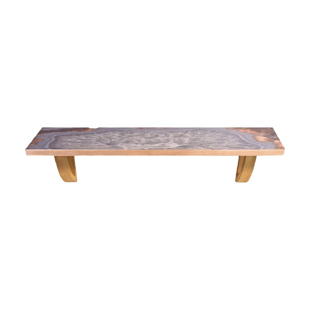 24" Gray And Natural Wood Wall Mounted Accent Shelf