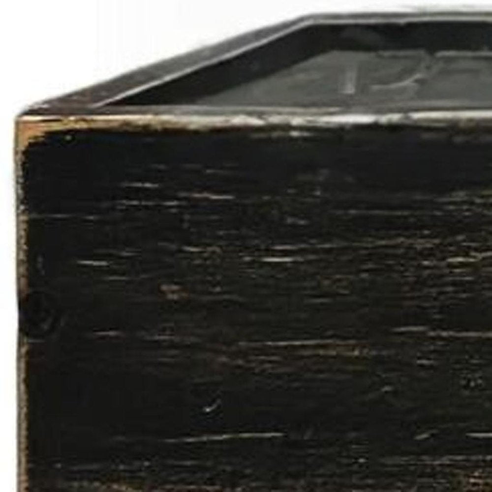 10" Black Distressed Wood Wall Mounted Floating Shelf With LED