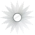 32" Silver Metal Sunburst Geometric Framed Accent Mirror