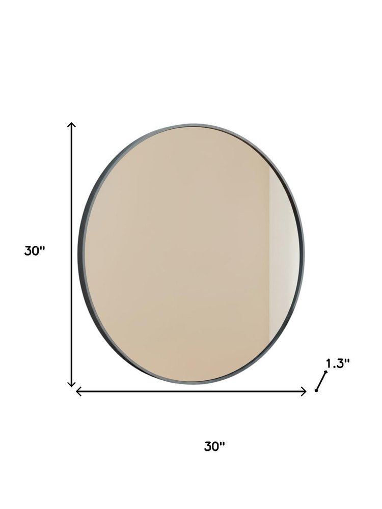 30" Black Metal Round Framed Bathroom Vanity Mirror