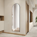 63" Black Metal Arch Freestanding and Wall Mount Framed Full Length Mirror