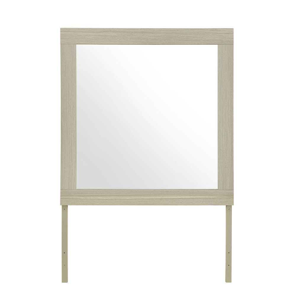 35" Natural Wood Square Frame Mounted Dresser Mirror
