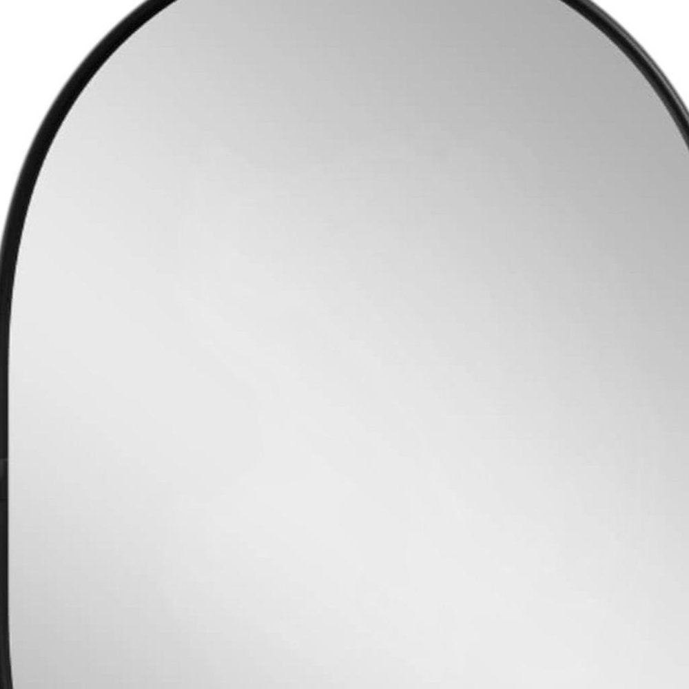32" Black Aluminum Oval Adjustable Tilting Framed Accent Mirror