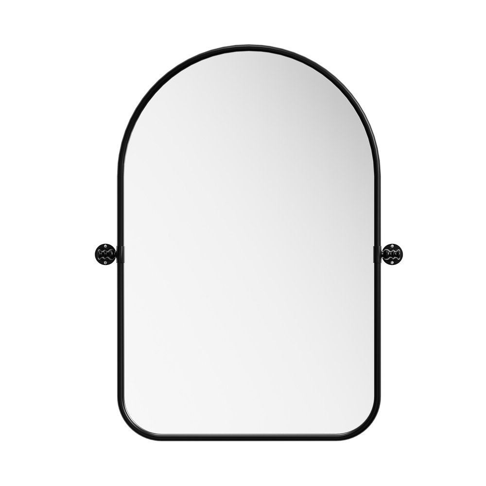 36" Black Metal Arch Framed Accent Mirror