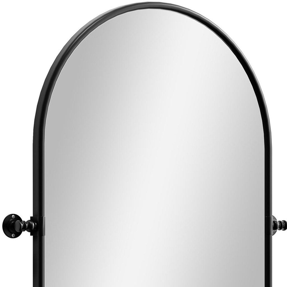 32" Black Arch Metal Swivel Framed Accent Mirror