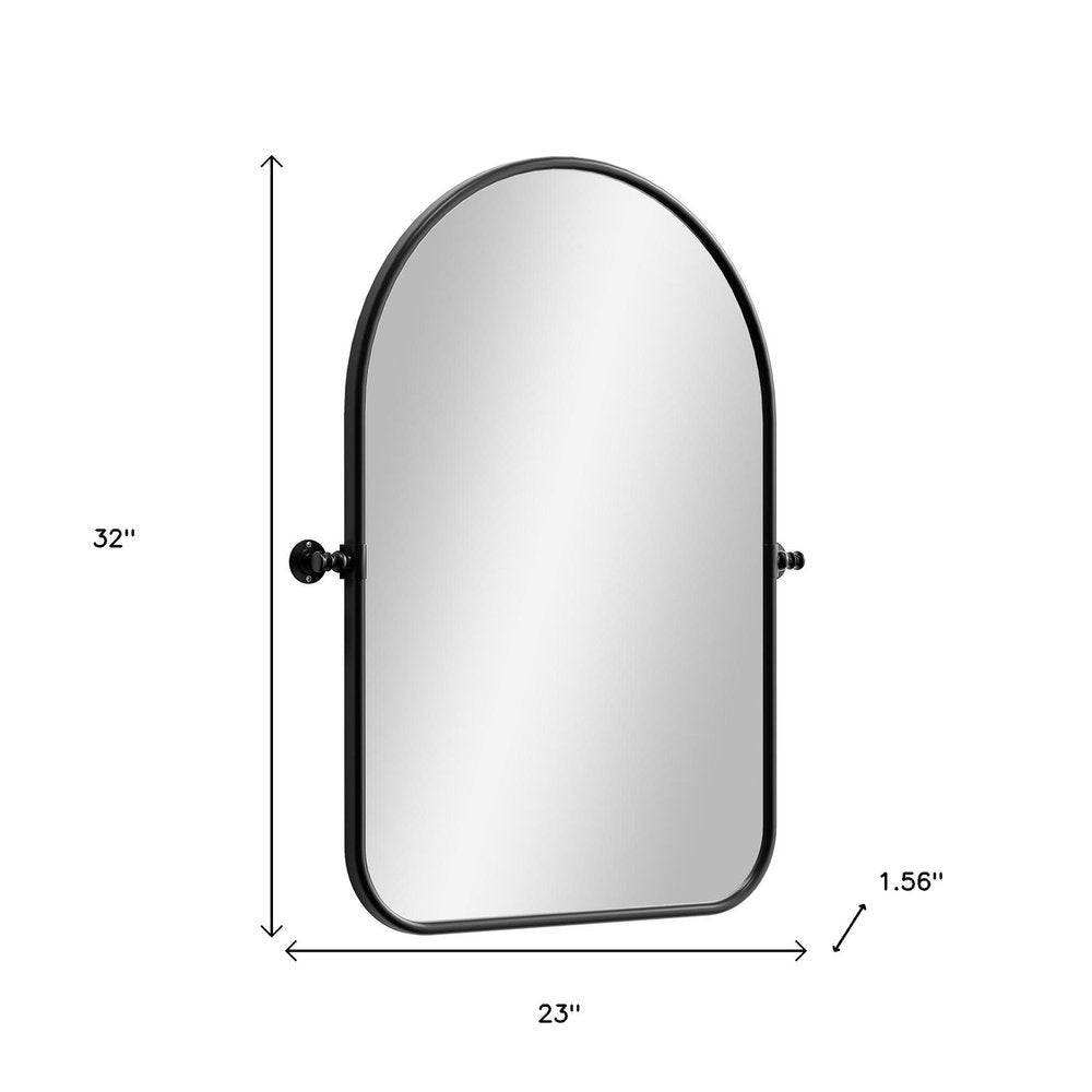 32" Black Arch Metal Swivel Framed Accent Mirror