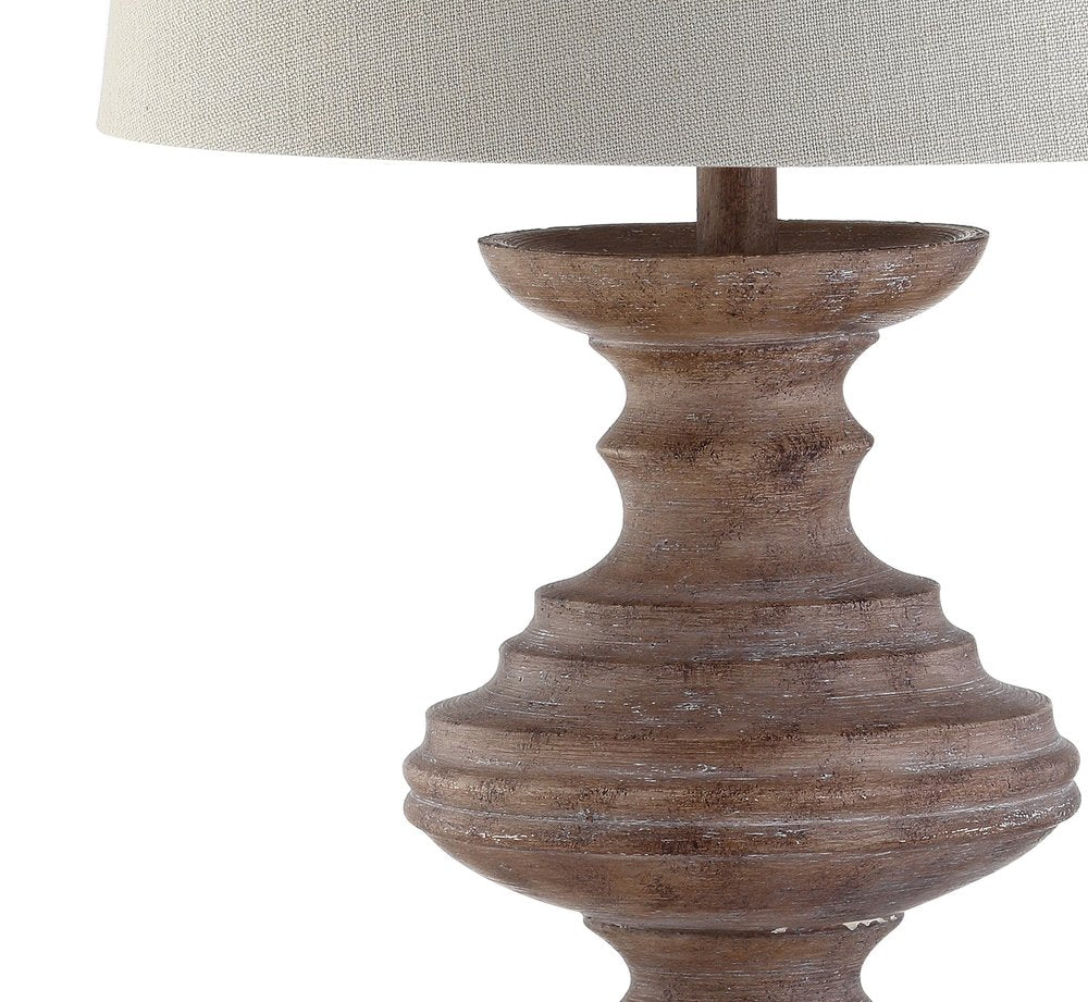 27" Brown Urn Bedside Lamp With Drum Shade