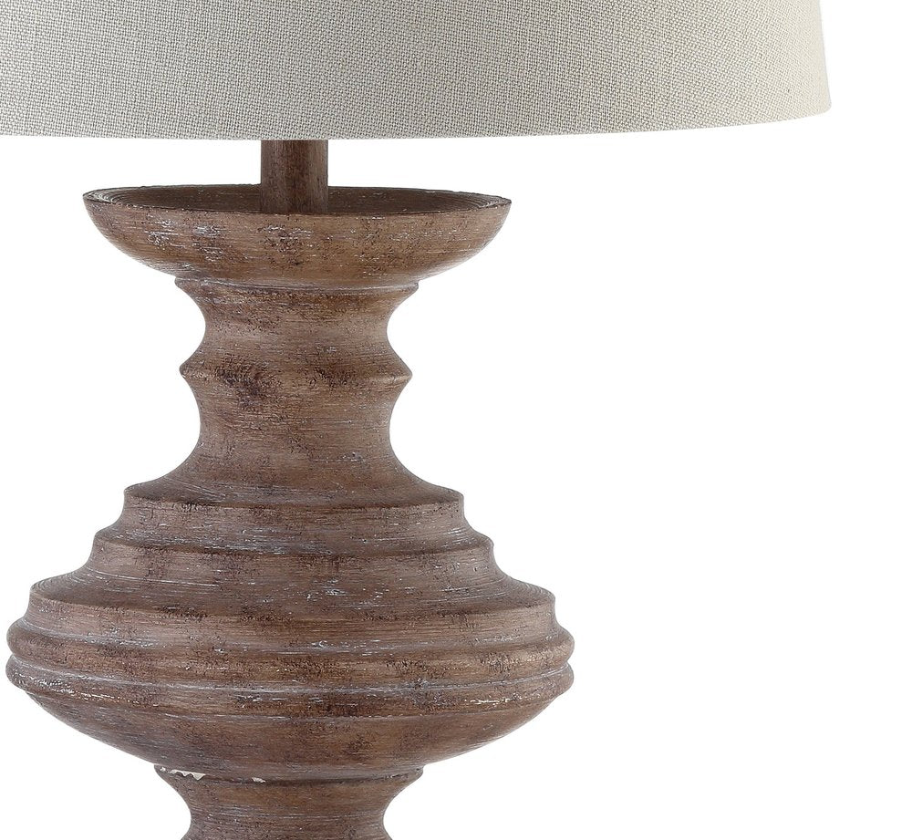 27" Brown Urn Bedside Lamp With Drum Shade