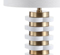 27" White Novelty Table Lamp With Drum Shade