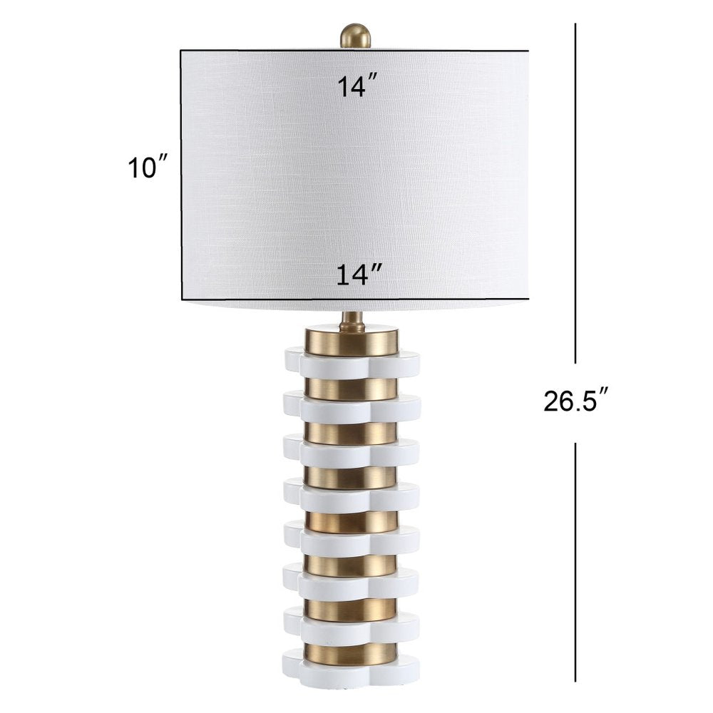 27" White Novelty Table Lamp With Drum Shade