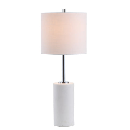21" Clear And Gold Table Lamp With Drum Shade