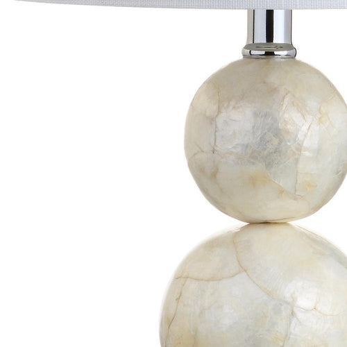 19" Clear And Off White Globe Table Lamp With Drum Shade