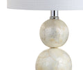 19" Clear And Off White Globe Table Lamp With Drum Shade