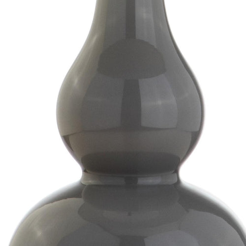 21" Silver Gourd Table Lamp With Drum Shade