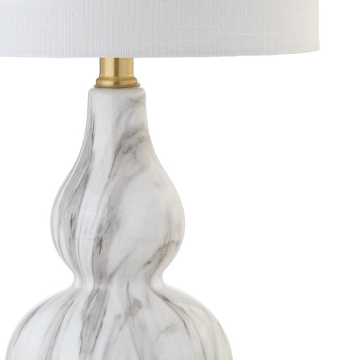 21" Gold Gourd Table Lamp With Drum Shade