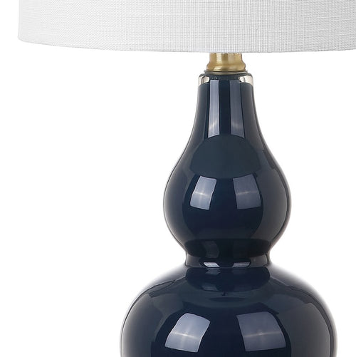 21" Gold Gourd Desk Lamp With Drum Shade