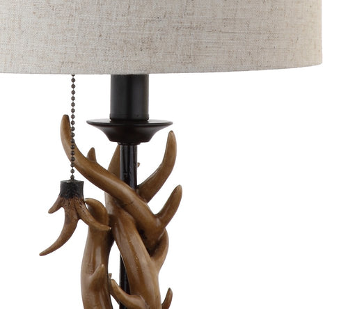 21" Brown Table Lamp With Drum Shade