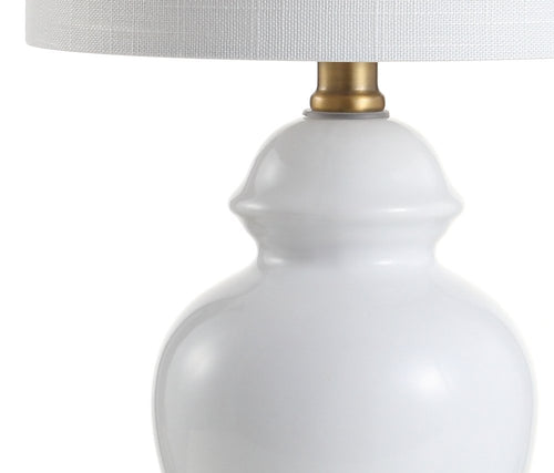 20" White And Gold Urn Table Lamp With Drum Shade